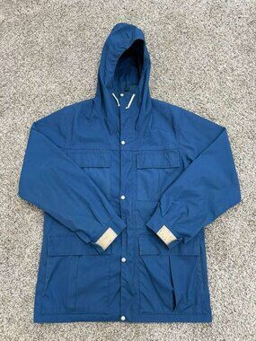 VINTAGE Trailwise Berkeley Calif Hooded Rain Jacket Blue Parka Mens M USA